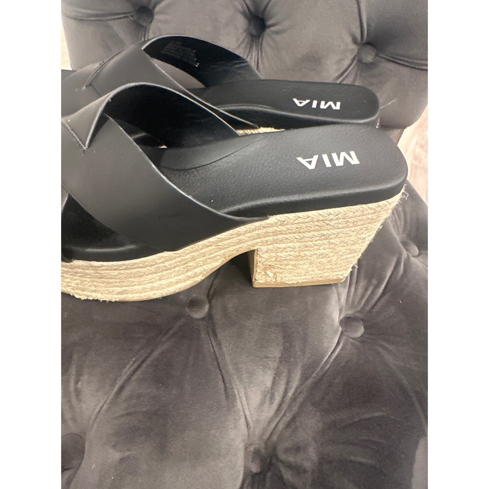 MIA Holli Black Espadrille Wedge Platform Sandals casual dressy Women's 8.5M - Picture 4 of 6